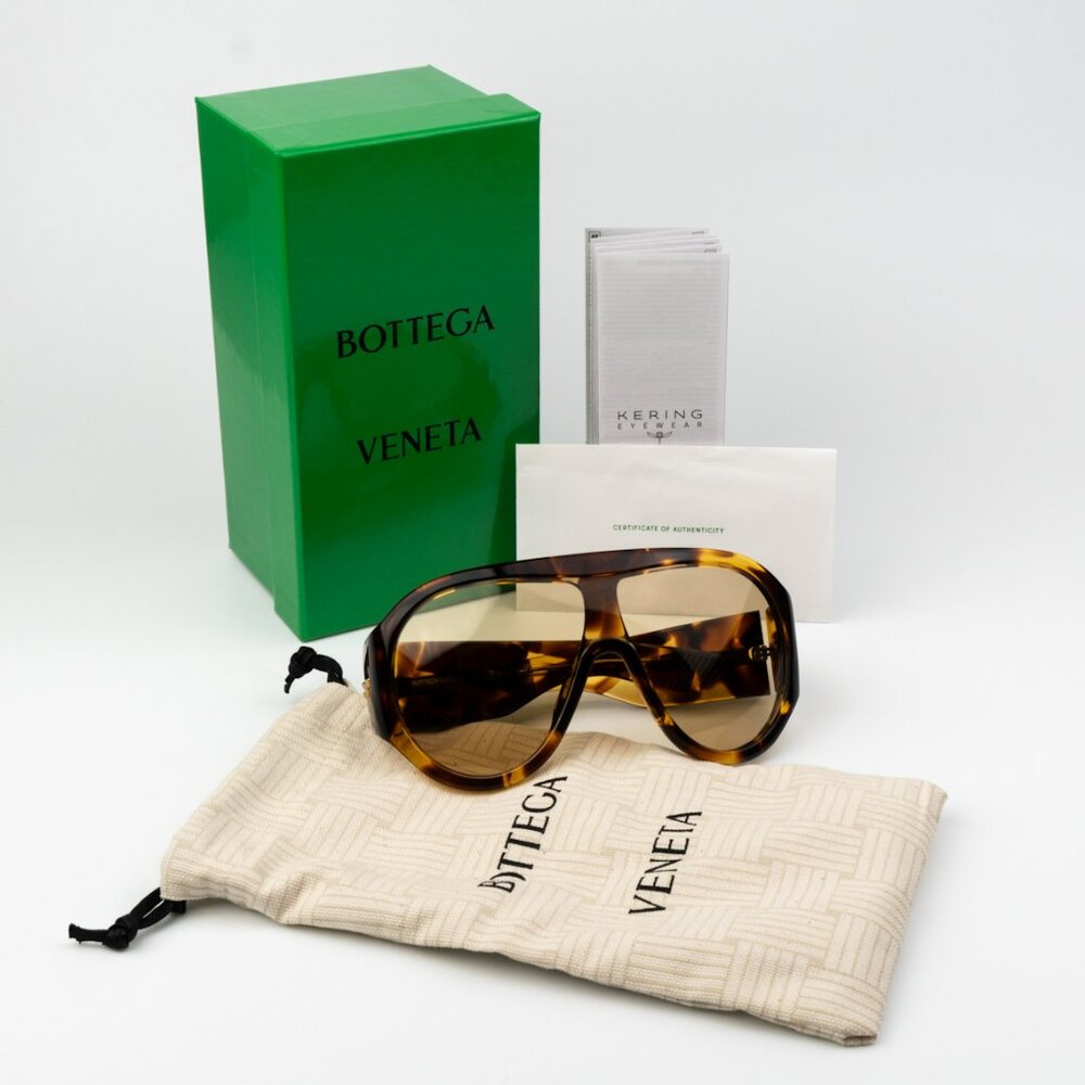 NEW Bottega Veneta BV1345S 002 Dark Havana Brown Pilot Unisex Sunglasses